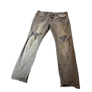 PRPS Mens Stretch Distressed Ripped Jeans Faded Black E00P209FS Size 42 x 32